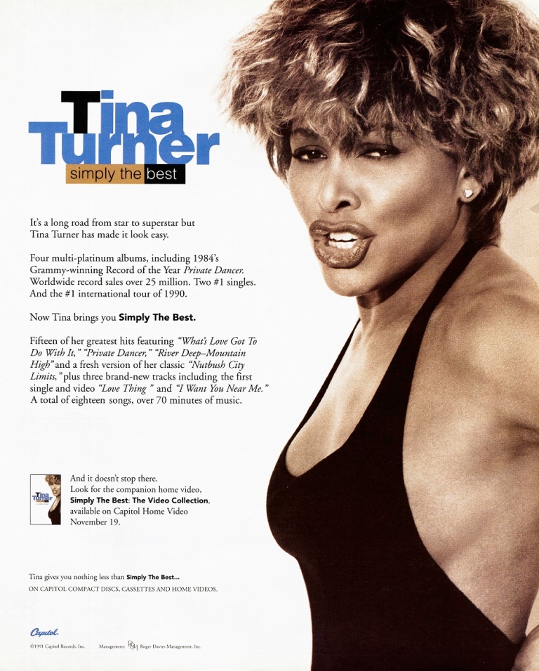 Turner simply the best. Tina Turner.
