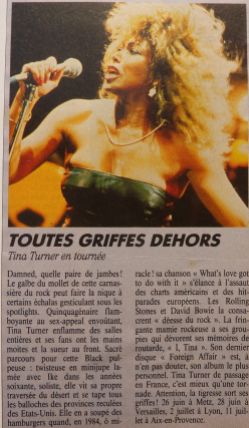 Tina Turner - Foreign Affair opening night - newspaper clipping (7)