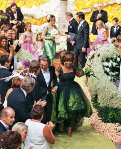 Tina Turner & Erwin Bach's Wedding - Green Dress
